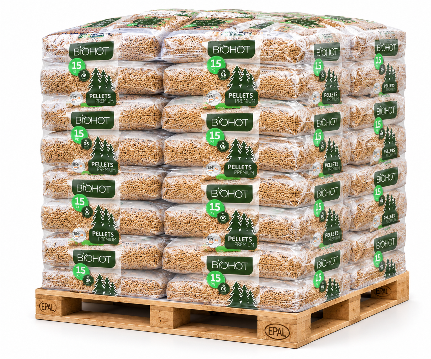 Biohot Energia Pellet — Palete 3,25x77 Embalagem de 6 Unidades